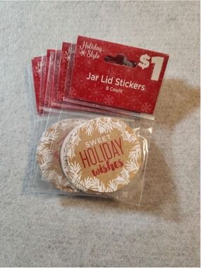 Lot of 10 Holiday Style Holiday Decor Brown Red Jar Lid Stickers, 8 per pack